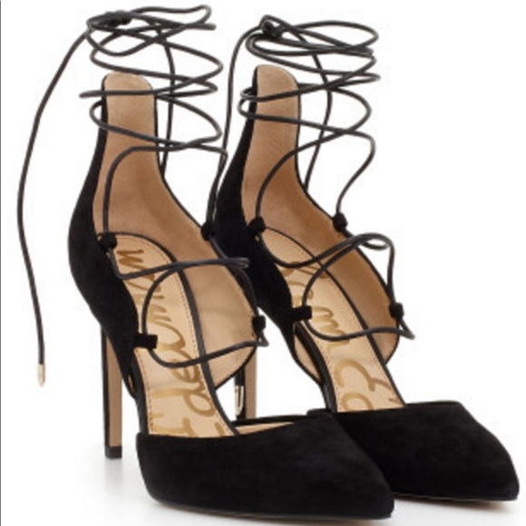 EUC Sam Edelman Suede Lace Up heels - Sz 10 - Picture 2 of 7